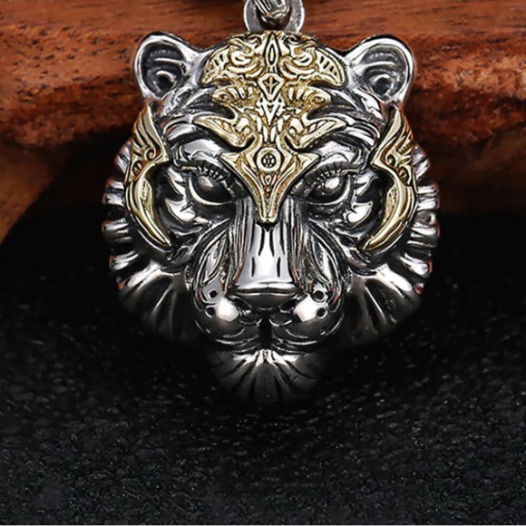 925 Sterling SILVER TIGER PENDANT - Picture 7 of 8